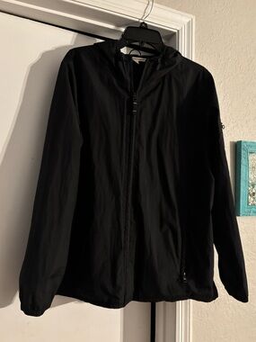 Old Navy Black Hooded Windbreaker Full Zip Jacket - XXL - Mesh ln Lining